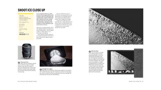 Two pages of the Ultimate Photography Ideas Book, titled 'Shoot ice close-up' – this new book contains more than 60 photo projects covering a wide range of genres, published by Ilex Press and on sale now