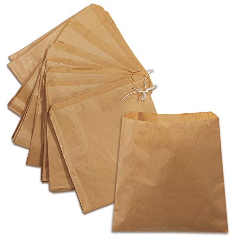200 X Brown Strung Kraft Paper Food Bags Food Use, Groceries, Sandwiches Fruit Bags Etc | Dhanzipak (7x7inch)