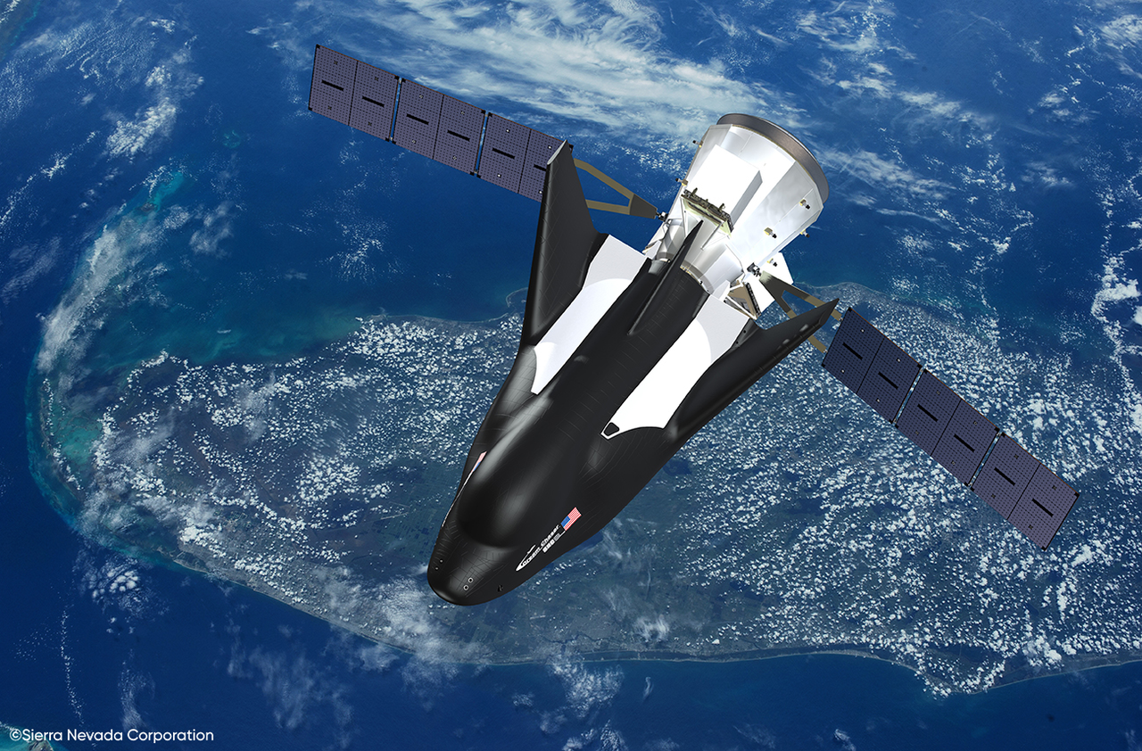 An artist's impression of the Dream Chaser spacecraft.