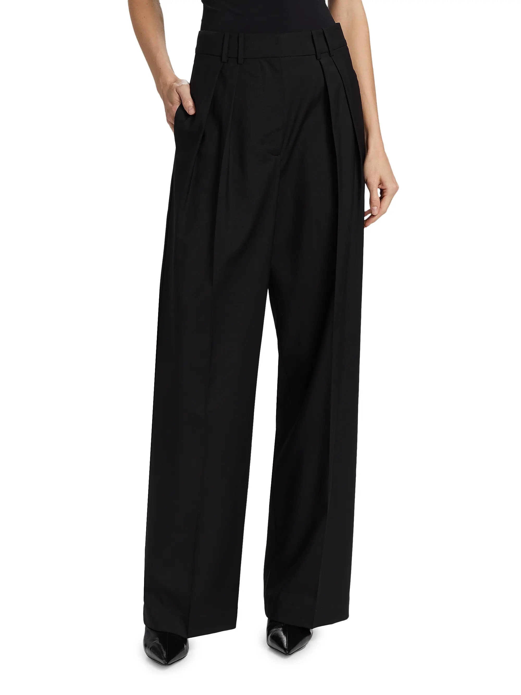 Róhe, Wide Leg Double Pleated Trousers