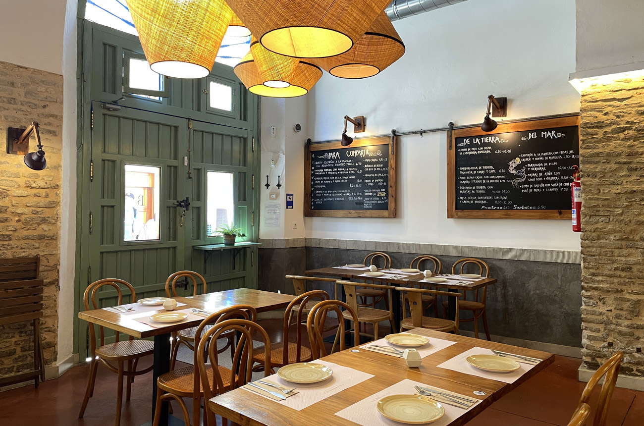 restaurant interior with tables and chairs