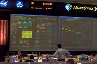 Shuttle Flight Control Room as Contact with Columbia Is Lost