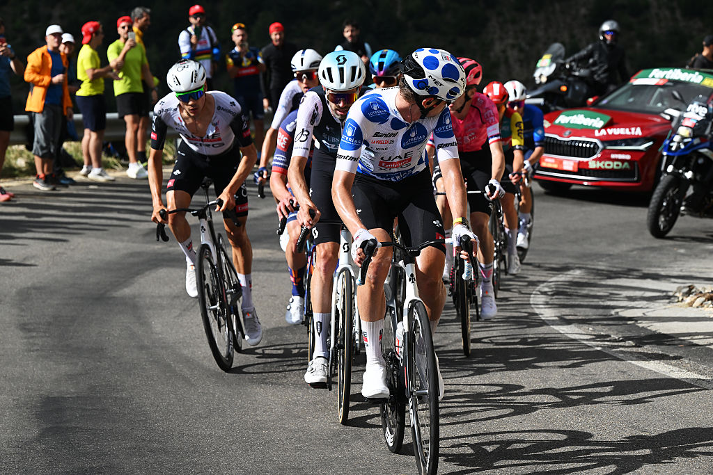CERLER. HUESCA LA MAGIA, SPAIN - AUGUST 29: Juan Ayuso of Spain and UAE Team Emirates - XRG attacks in the breakaway during the La Vuelta - 80th Tour of Spain 2025, Stage 7 a 188km stage from Andorra la Vella to Cerler. Huesca La Magia 1910m / #UCIWT / on August 29, 2025 in Cerler. Huesca La Magia, Spain. (Photo by Dario Belingheri/Getty Images)