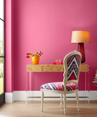 Bright pink office room