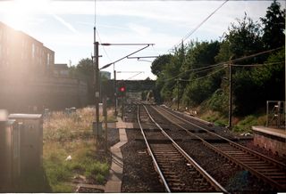 Dalston Kingsland station shot on film at sunset