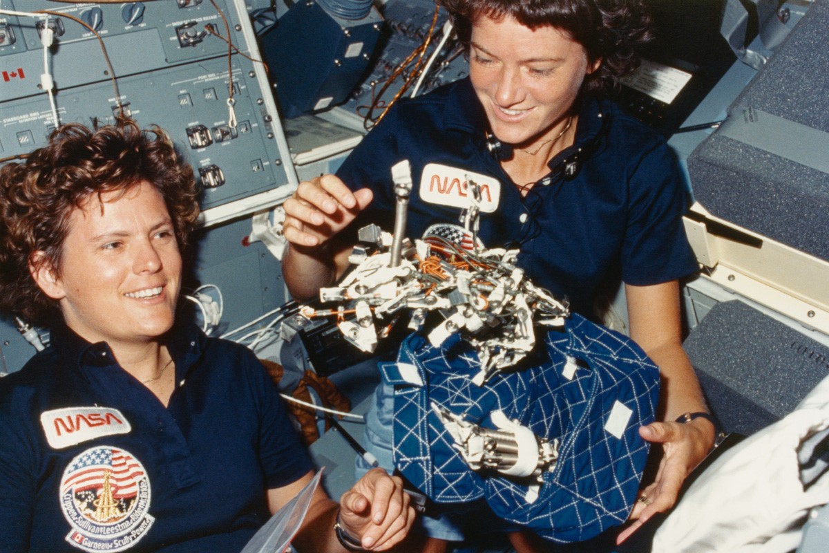 NASA astronauts Kathryn Sullivan and Sally Ride