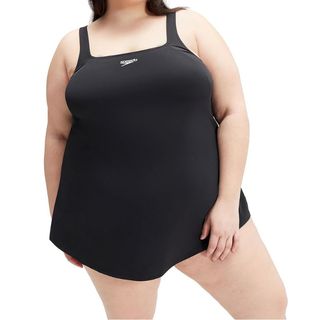 woman modelling Speedo Ess + Swim Dress