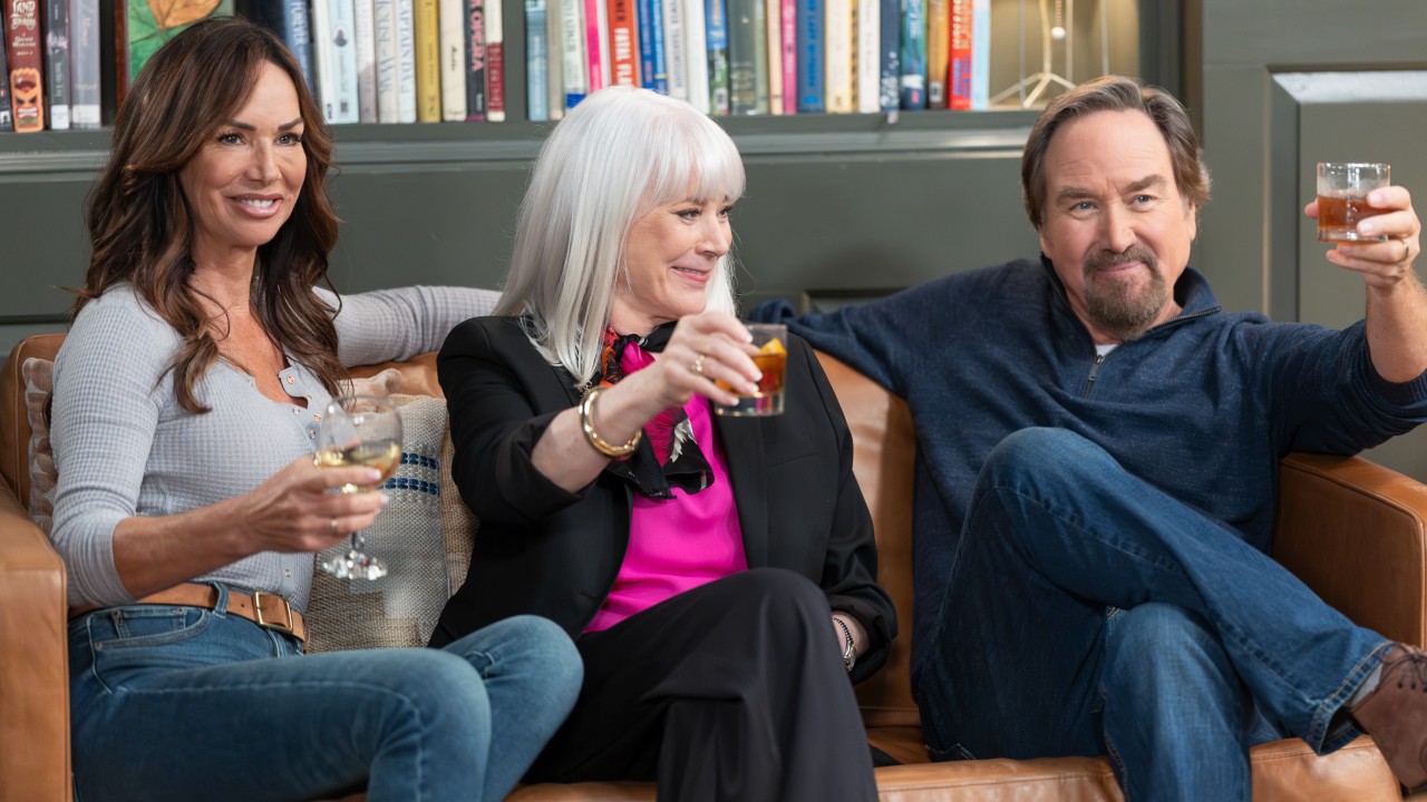 The widows toasting Matt on the couch