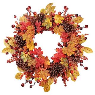 Colorspec Autumn Wreath, 61cm/24in Large Artificial Maple Pinecones Autumn Wreaths for Front Door Uk Wall Window Wedding Party Indoor Outdoor,autumn Wreath for Home Halloween Thanksgiving Decor