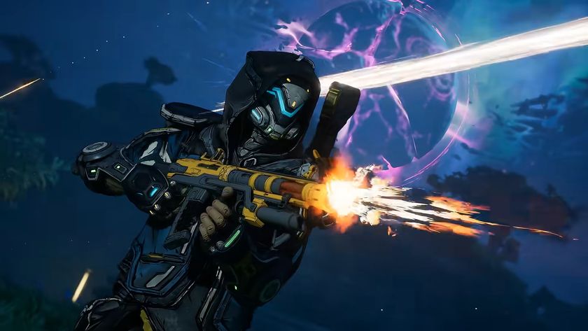 Trailer screenshot of Rafa firing at enemies in Borderlands 4