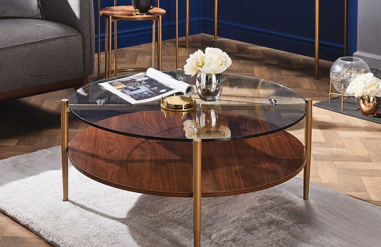 Aldi glass and metal coffee table 