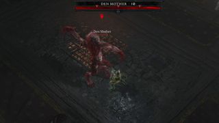 Diablo 4 Den Mother werewolf boss fighting Barbarian player