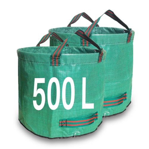 Singwow Garden Waste Bags 500l X 2 Heavy Duty Bin Bags, Reusable Garden Sacks With Handles, Ideal for Collecting Yard Waste, Plant Waste Grass and Leaves (500l)