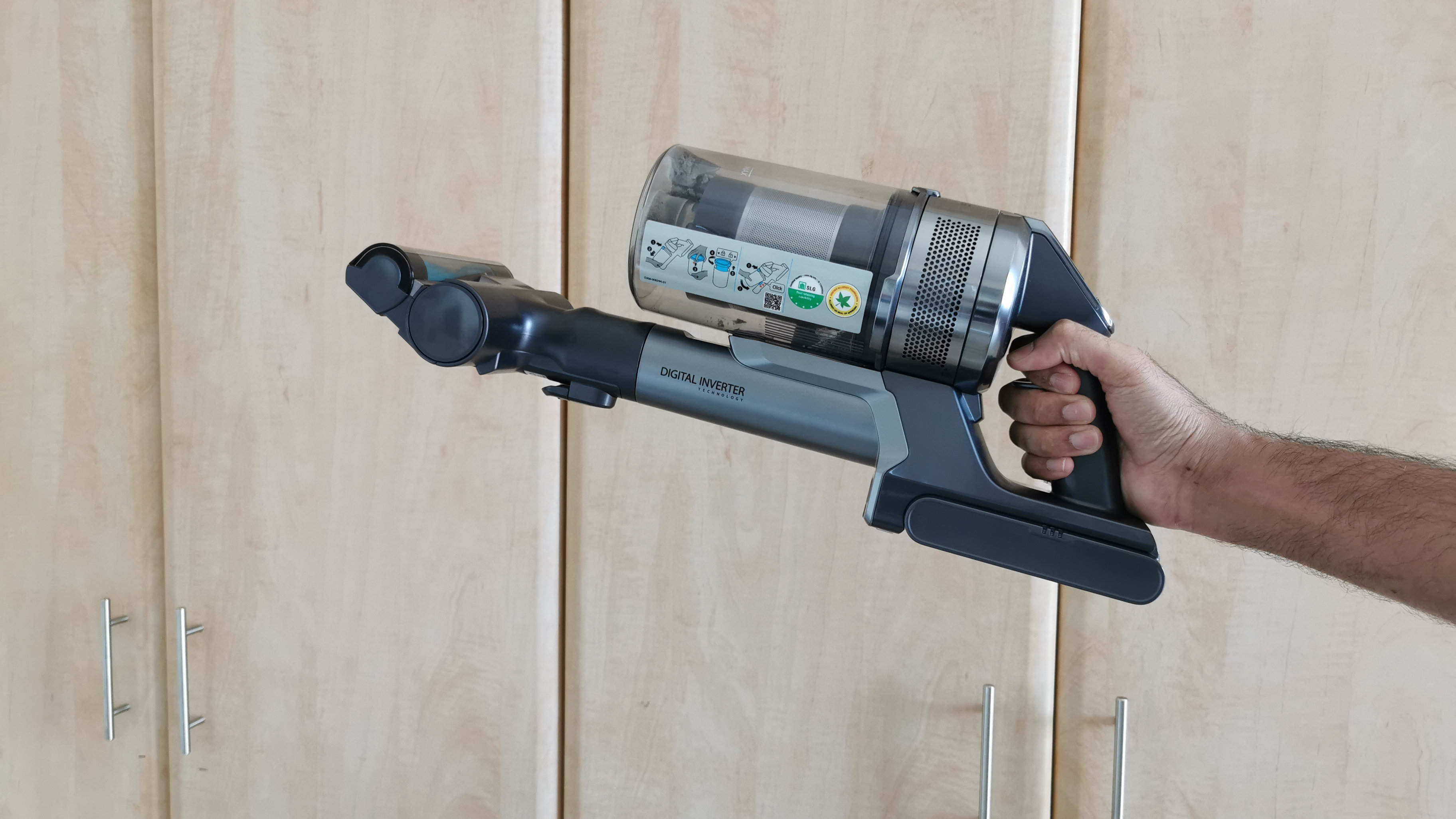 Samsung Jet 90 Cordless Vacuum being used in handheld mode