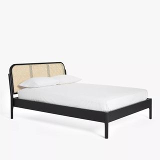 Black and rattan bed frame