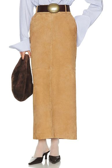 Suede Column Skirt