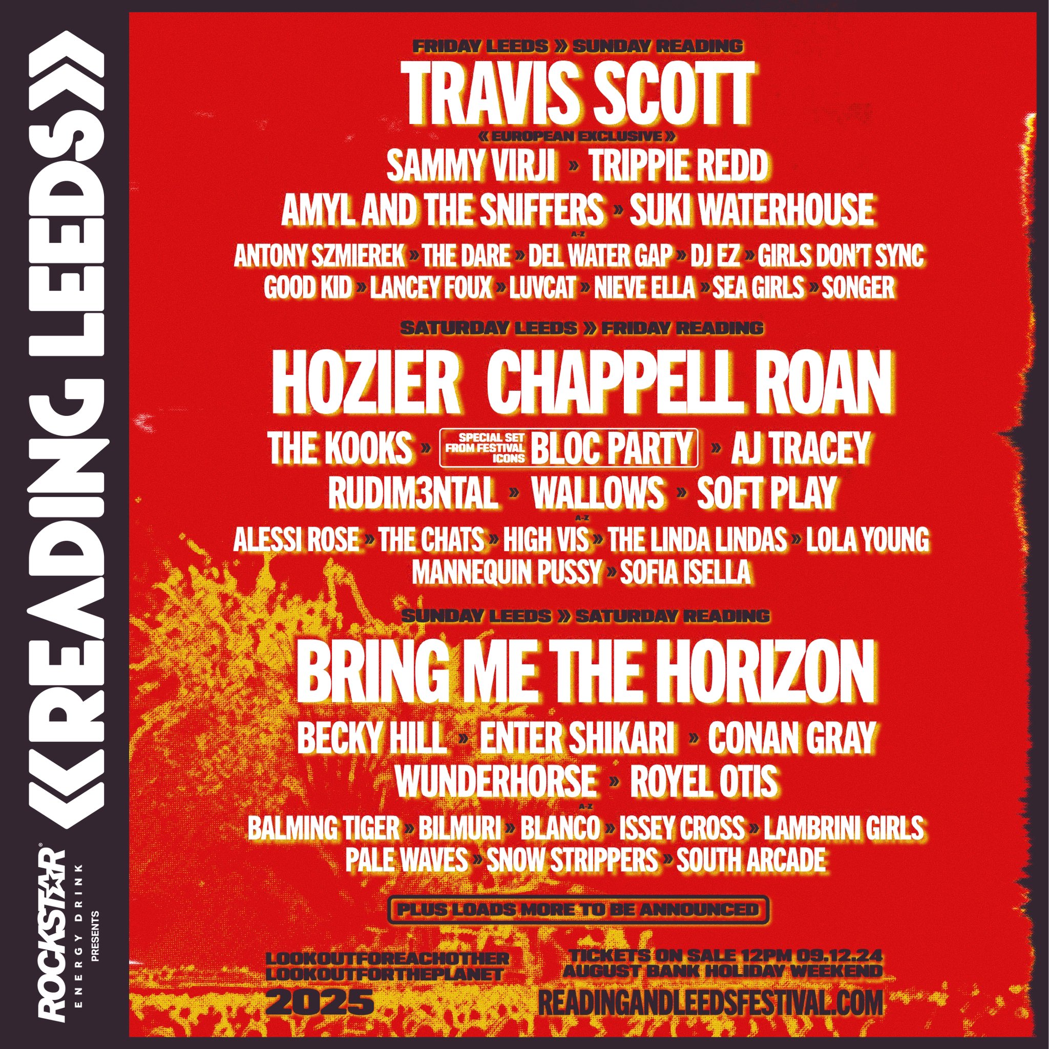 The Reading & Leeds 2025 line-up poster
