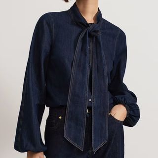 Phase Eight Denim Tie Blouse