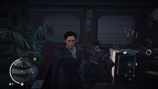 Assassin's Creed Syndicate screenshot of Evie and Jacob Fyre in their train hideout