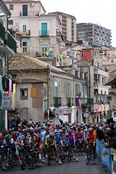 The riders line up to start in Pizzo Calabro