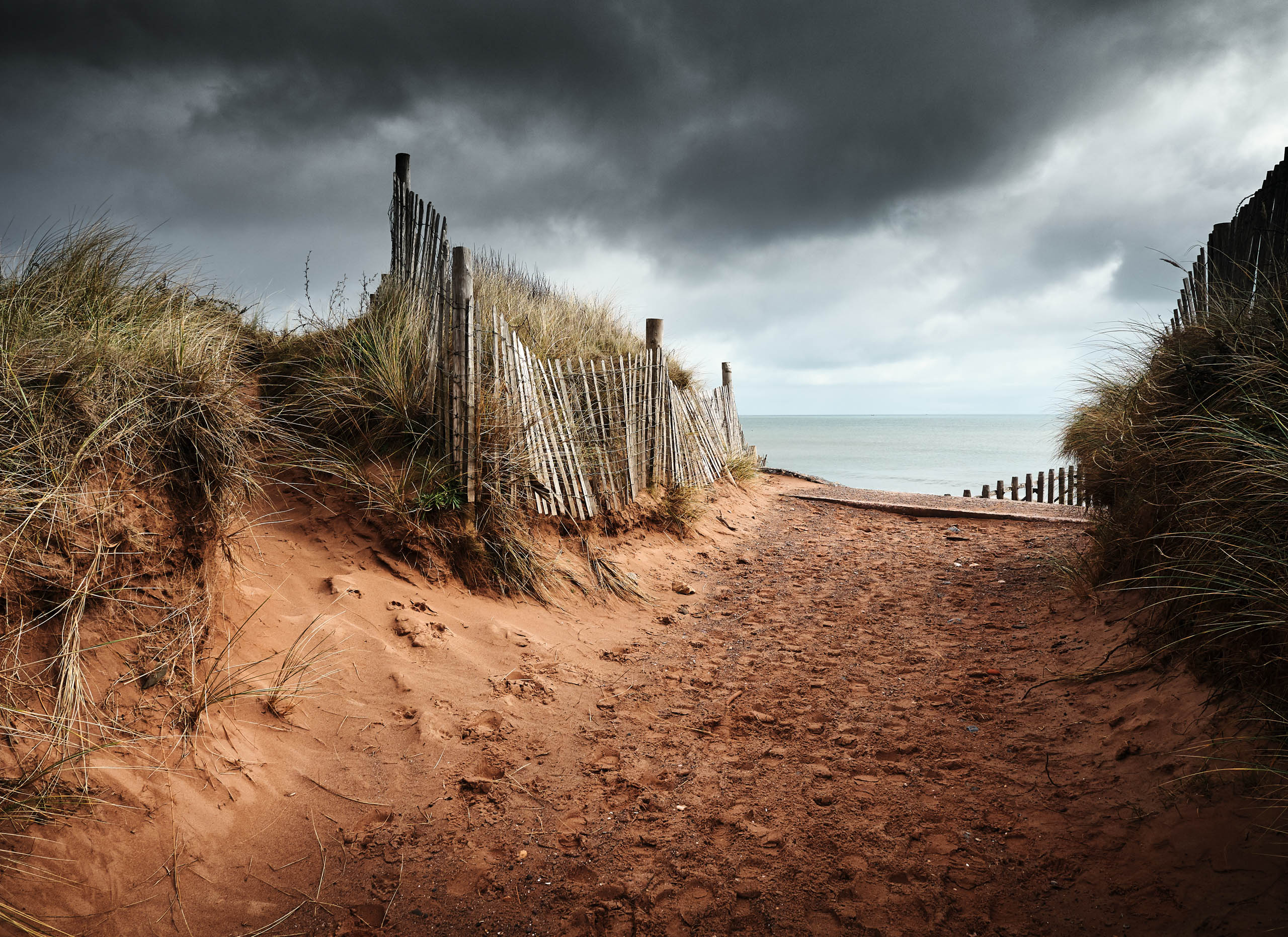 Stormy beach scene