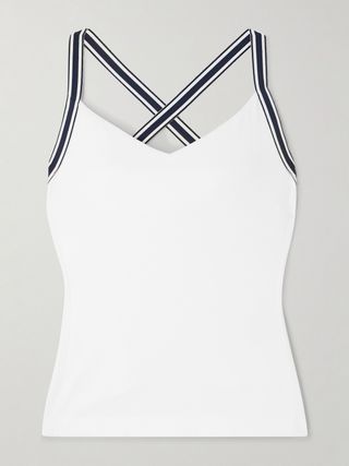 Grosgrain and Mesh-Trimmed Stretch-Jersey Tank