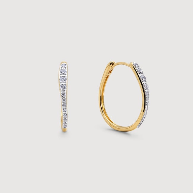 Gold Vermeil Riva Pavé Diamond Medium Hoop Earrings - Lab Grown Diamond