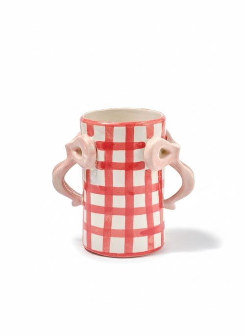 Hand Painted Bow Handle Vase