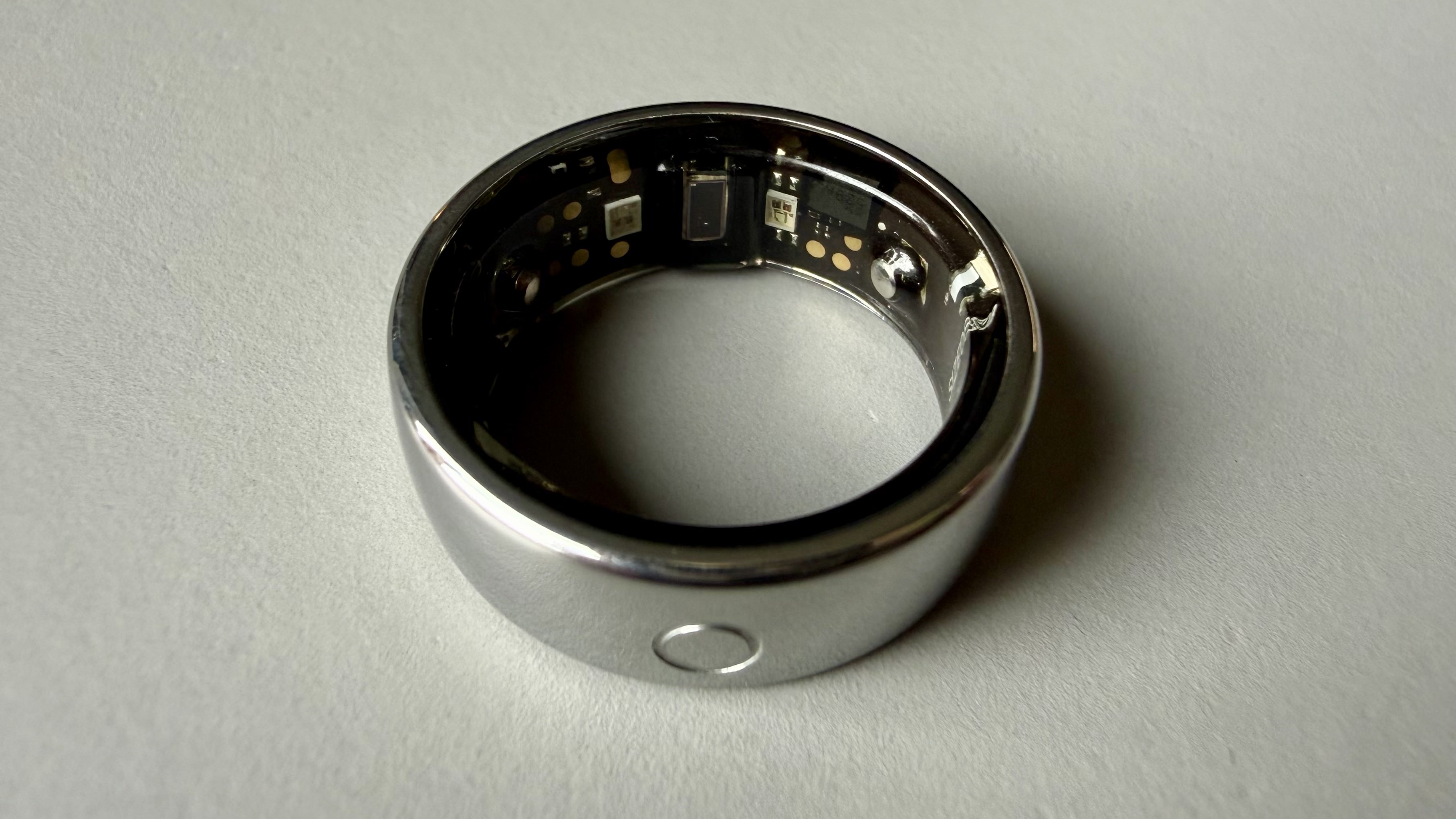 A close up of the sensors inside the circular ring 2 smart ring