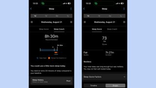 Ciara McGinley testing profile of the sleep tracking features on the Garmin Vivoactive 5