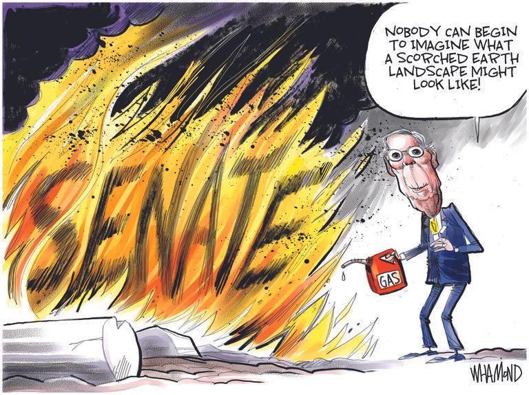 Political Cartoon U.S. mcconnell senate filibuster