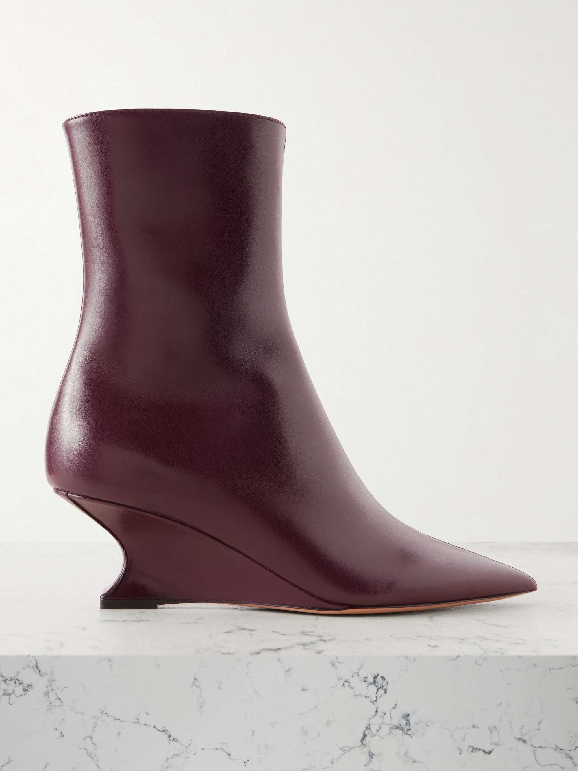 Nina Leather Wedge Ankle Boots