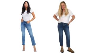 slimming jeans on two women
