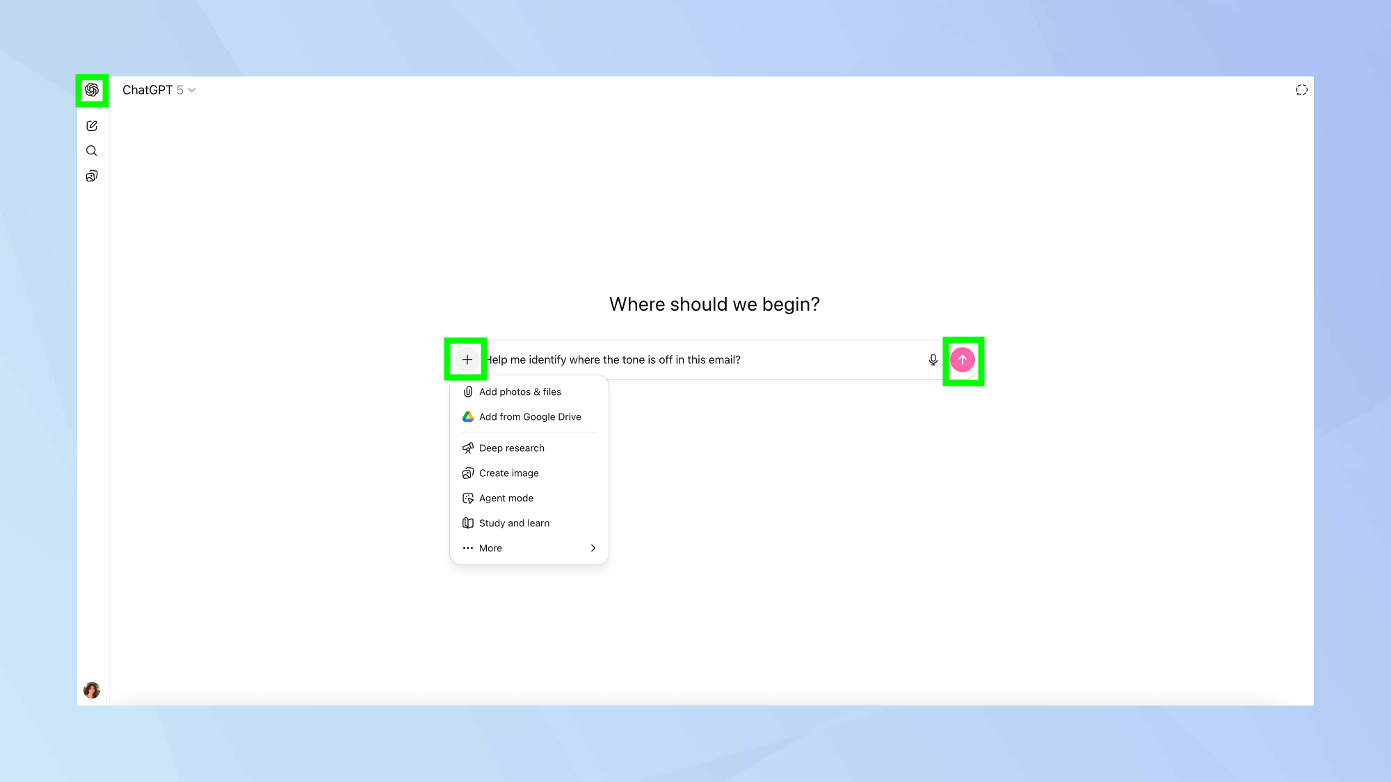 ChatGPT interface