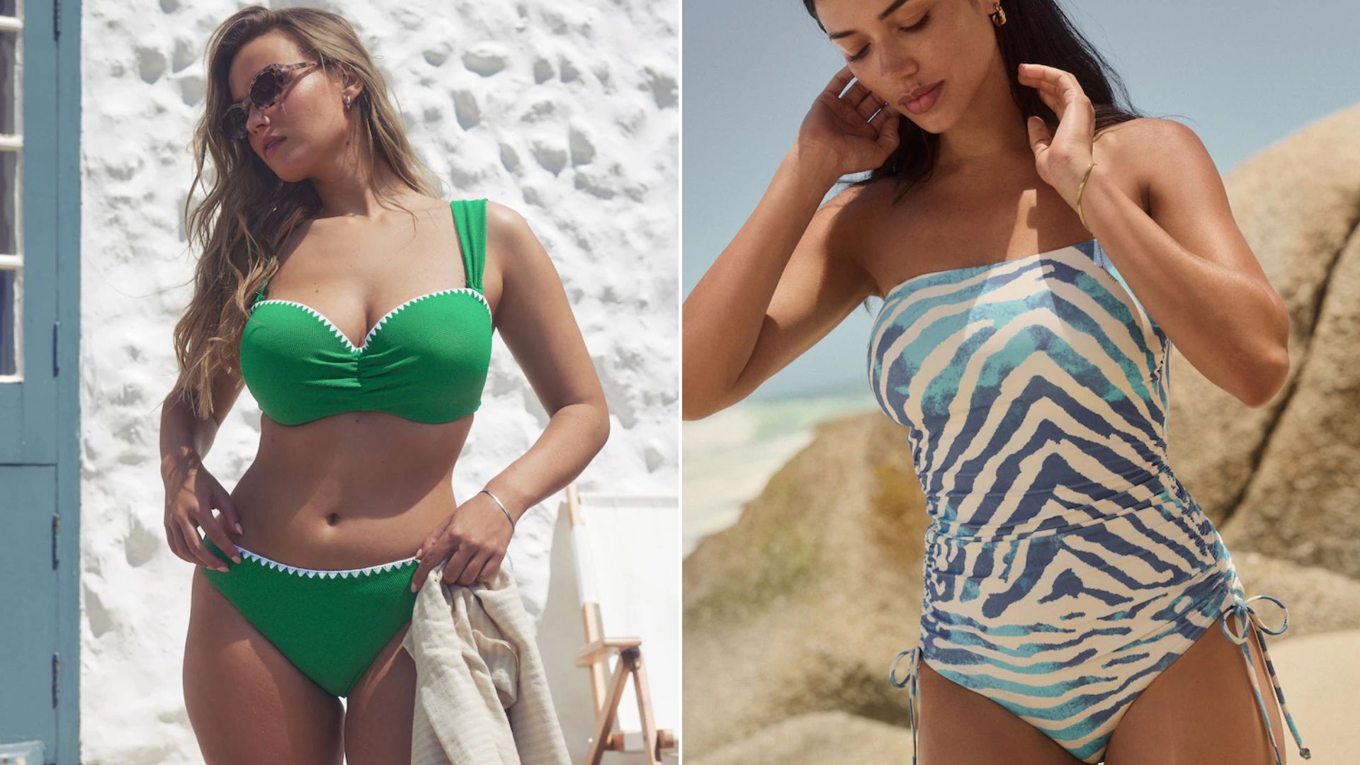 Two models wearing Next swimwear