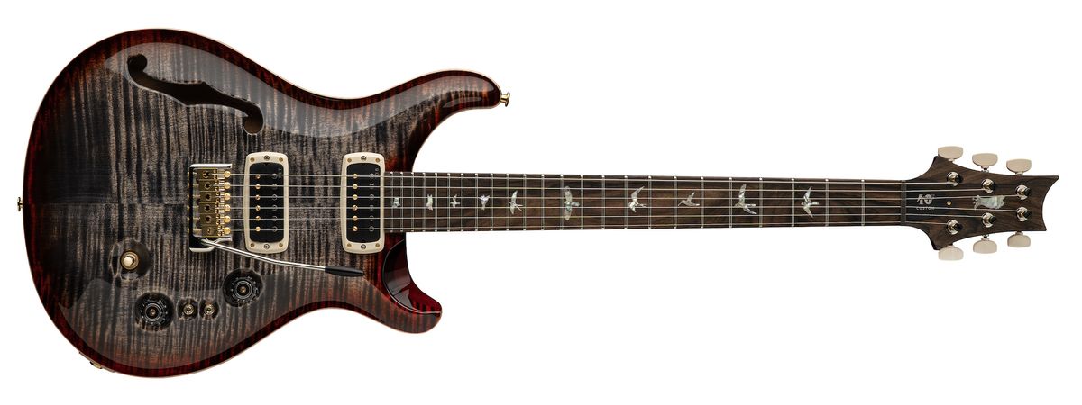 PRS's new 40th Anniversary Custom 24-08 Semi-Hollow Limited Edition guitar, shown in all four available finishes