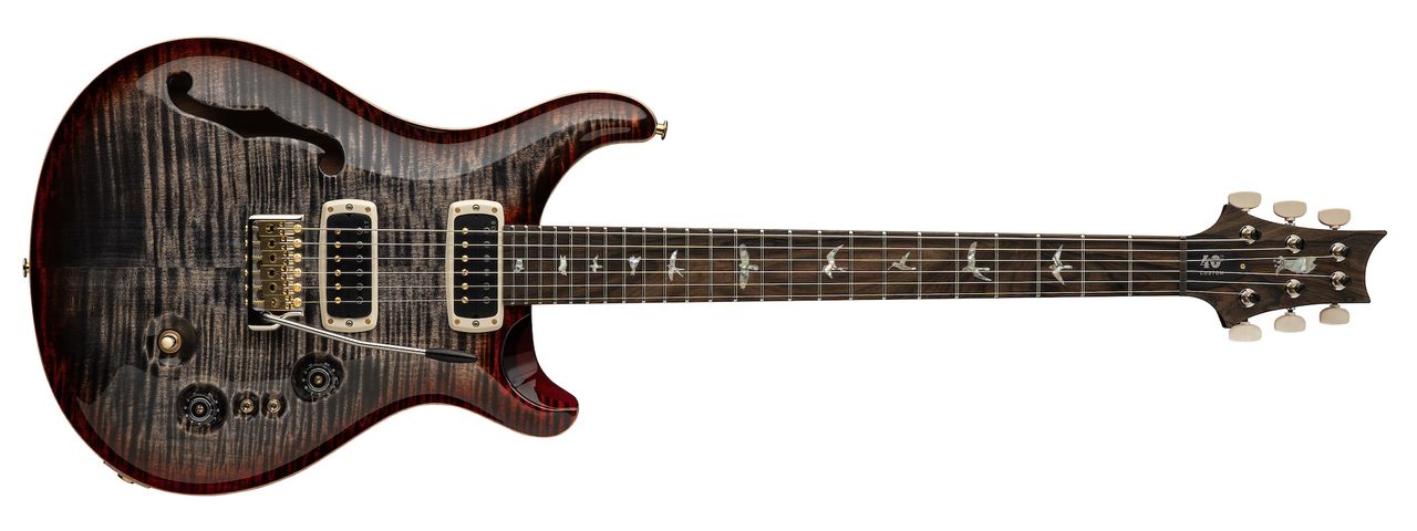 PRS's new 40th Anniversary Custom 24-08 Semi-Hollow Limited Edition guitar, shown in all four available finishes