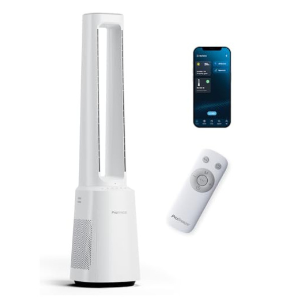 Pro Breeze, Omniair Smart Bladeless Tower Fan With Air Purifier