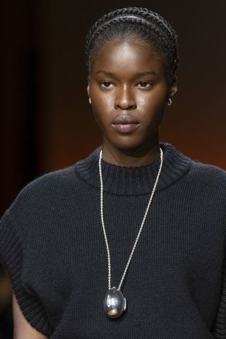 A model walks the runway during the Bottega Veneta Ready to Wear Fall/Winter 2024-2025 fashion show as part of the Milan Fashion Week on February 24, 2024 in Milan, Italy.