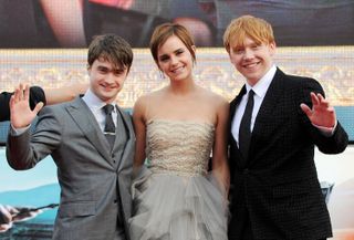 Daniel Radcliffe, Emma Watson, and Rupert Grint attend the premiere for Harry Potter and the Deathly Hallows: Part 2 in London in 2011