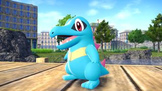 Pokemon Legends Z-A screenshot of blue alligator-like Pokemon Totodile