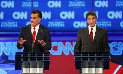 Texas Gov. Rick Perry was the target of fierce attacks from his fellow Republican rivals during a presidential debate in Florida Monday night.