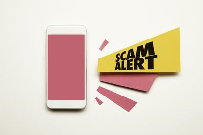 scam alert next to cell phone