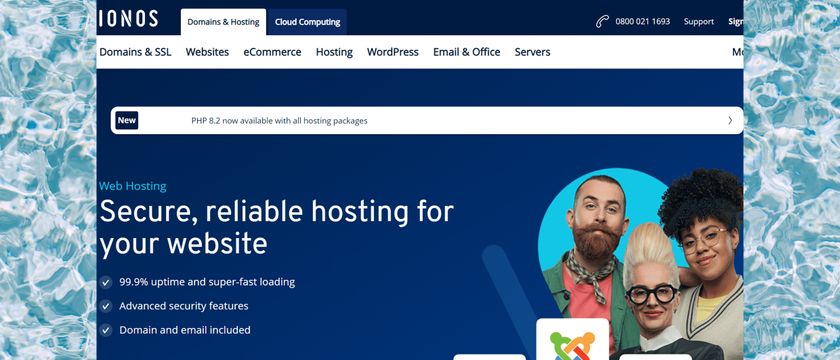 IONOS web hosting homepage screenshot