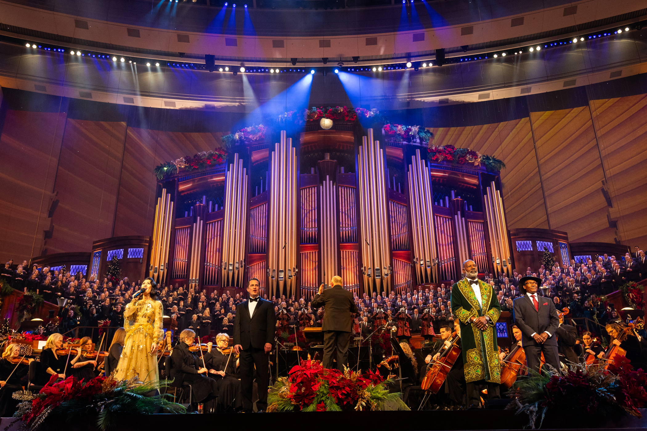 The Conference Center in Salt Lake City is lit up for musical performances and more.