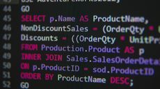 Lines of SQL code on a screen