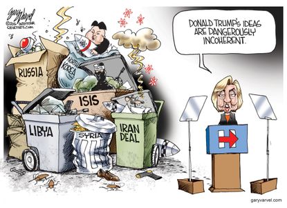 Political cartoon Trump vs. Hillary 2016
