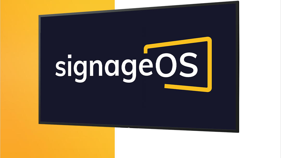 The signageOS white letter logo on a black backdrop.