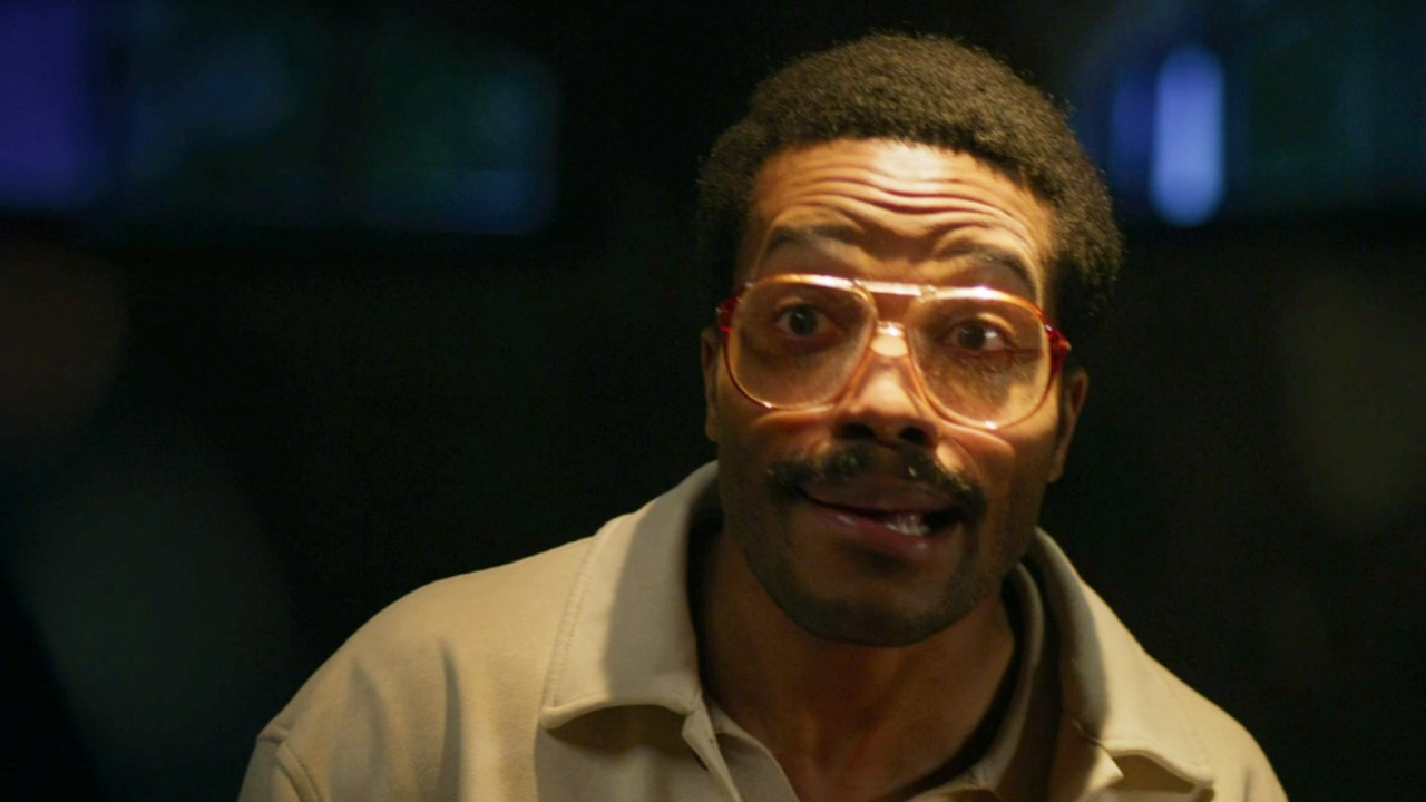 Jermaine Fowler looking in The Blackening.
