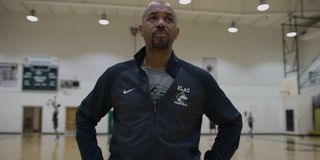 Coach John Mosley on the court Last Chance U: Basketball Netflix
